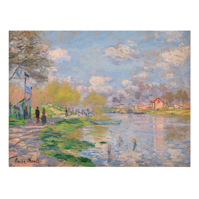 Leinwanddruck Claude Monet - Gemälde Frühling an der Seine - Kunstdruck Quer 4:3 - Impressionismus