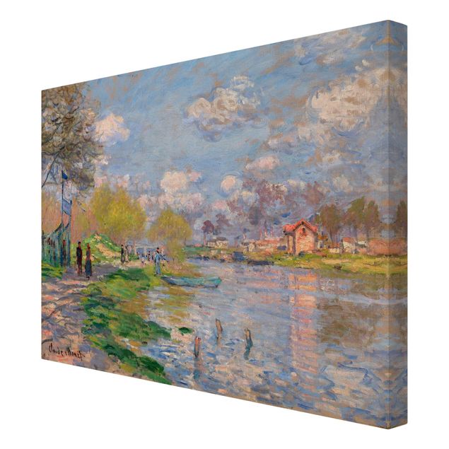 Leinwanddruck Claude Monet - Gemälde Frühling an der Seine - Kunstdruck Quer 4:3 - Impressionismus
