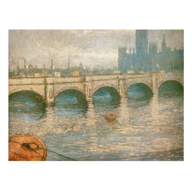Leinwanddruck Claude Monet - Gemälde Themsebrücke und Parlamentsgebäude in London - Kunstdruck Quer 4:3 - Impressionismus