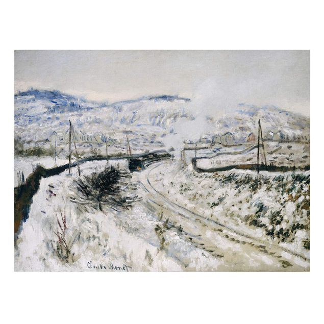 Leinwanddruck Claude Monet - Gemälde Zug im Schnee bei Argenteuil - Kunstdruck Quer 4:3 - Impressionismus