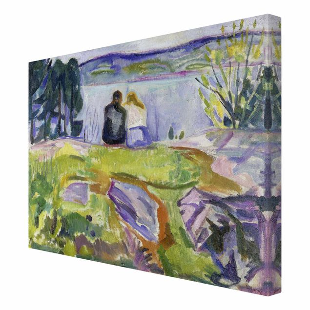 Leinwandbild - Edvard Munch - Frühling (Liebespaar am Ufer) - Quer 4:3