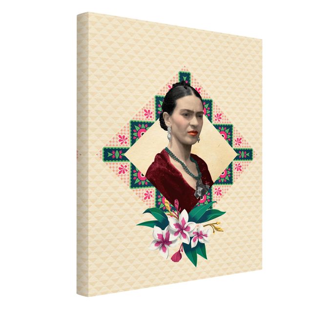 Leinwandbilder kaufen Frida Kahlo - Blumen und Geometrie