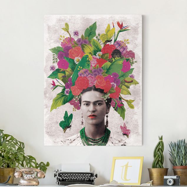 Leinwand Blumen Frida Kahlo - Blumenportrait