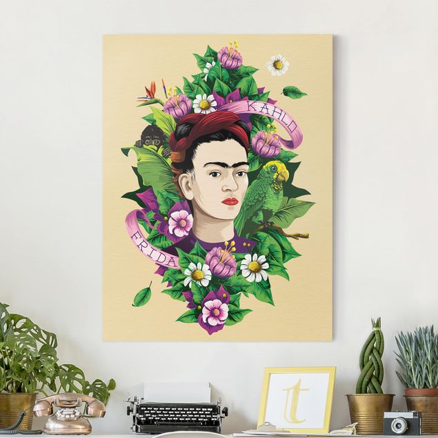 Frida Kahlo Poster Frida Kahlo - Frida, Äffchen und Papagei