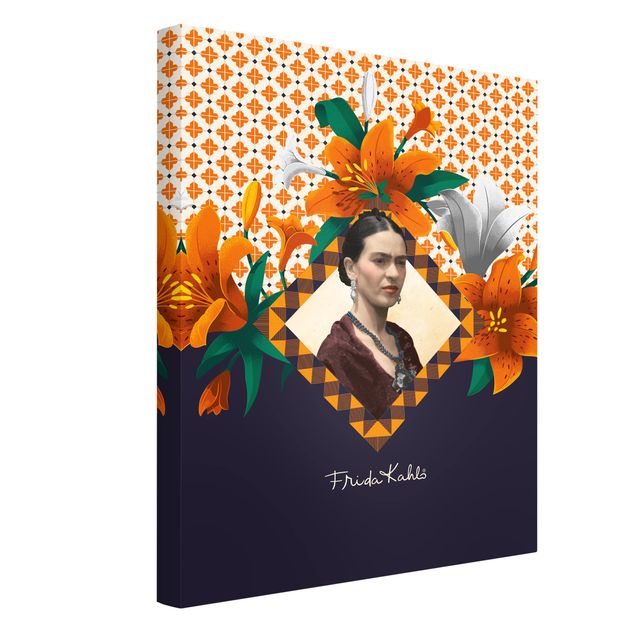 Leinwandbild - Frida Kahlo - Lilien - Hochformat 3:4