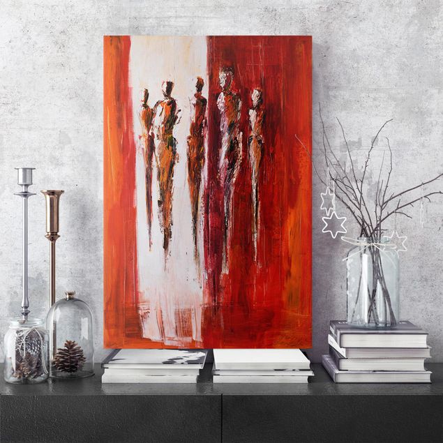 Leinwandbilder abstrakt Petra Schüßler - Fünf Figuren in Rot 01