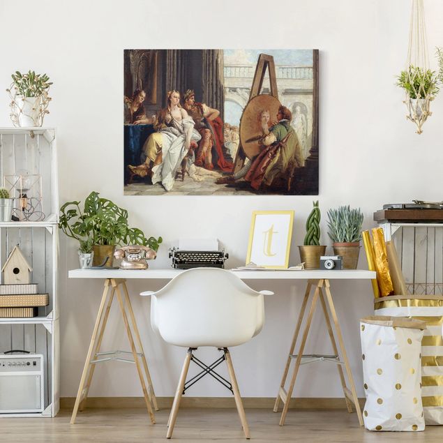Leinwandbild - Giovanni Battista Tiepolo - Alexander der Große und Kampaspe bei Apelles - Quer 4:3