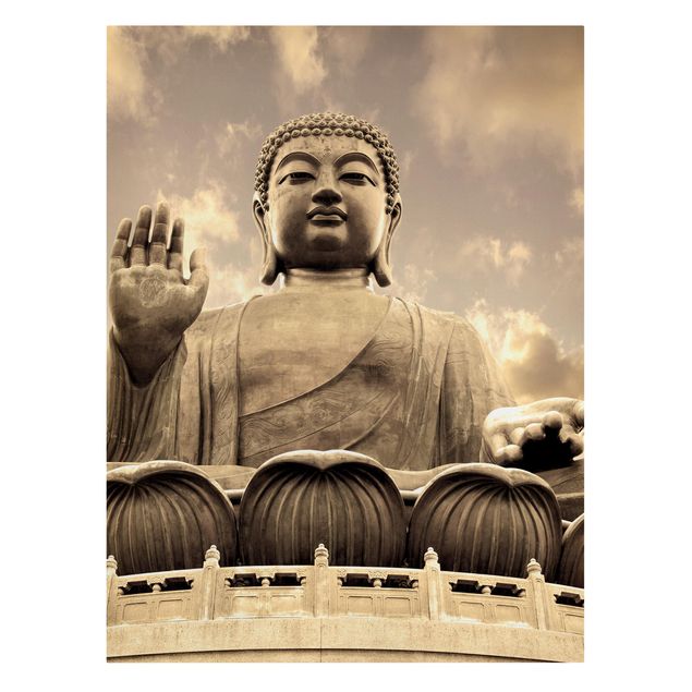 Leinwandbild - Großer Buddha Sepia - Hoch 3:4