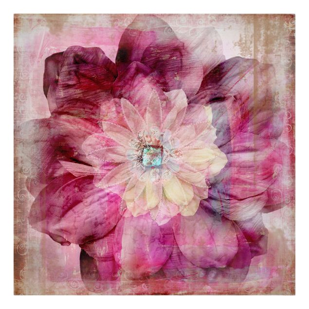 Leinwandbild - Grunge Flower - Quadrat 1:1