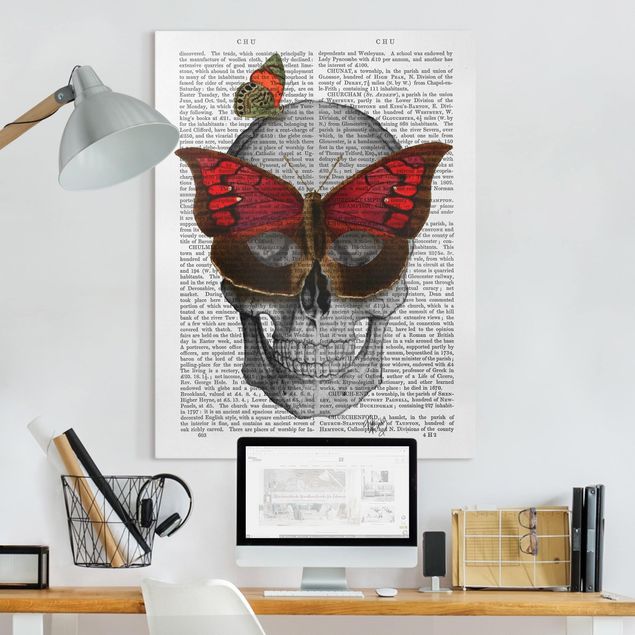 Leinwandbild Schmetterling Grusellektüre - Schmetterlingsmaske