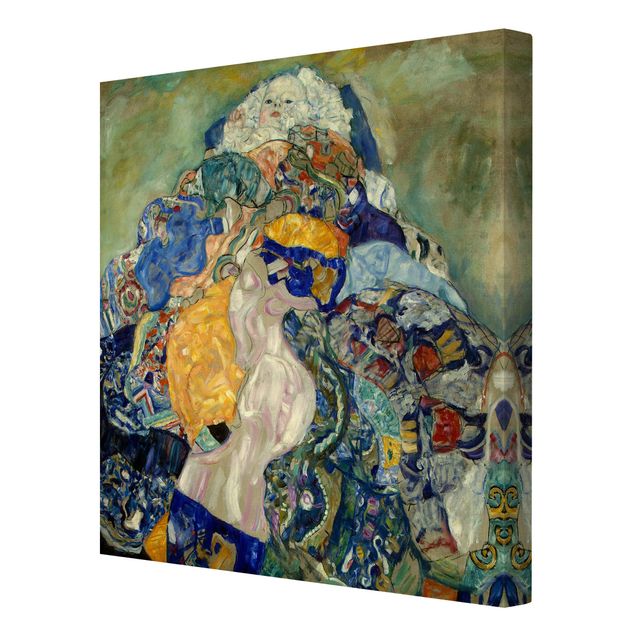 Leinwandbild Gustav Klimt - Kunstdruck Baby (Wiege) - Quadrat 1:1 -Jugendstil