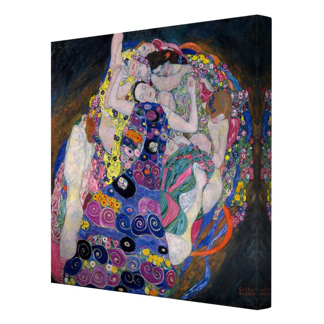 Leinwandbild Gustav Klimt - Kunstdruck Die Jungfrau - Quadrat 1:1 -Jugendstil
