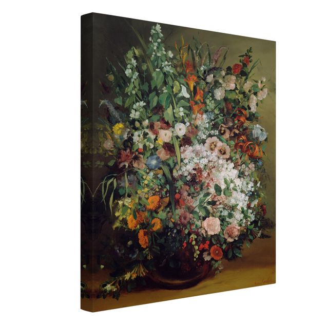 Leinwandbild - Gustave Courbet - Blumenstrauß in einer Vase - Hoch 3:4