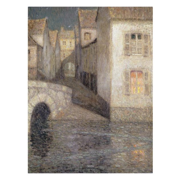 Leinwandbild - Henri Le Sidaner - Die Häuser am Fluss, Chartres - Hoch 3:4