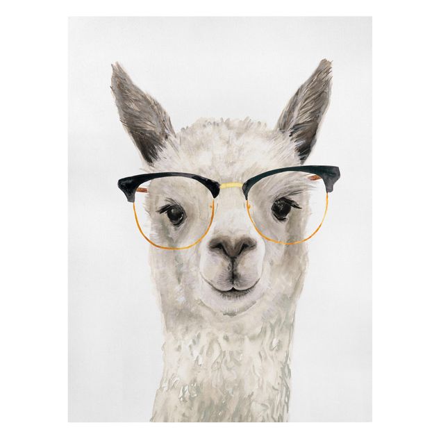 Leinwandbild - Hippes Lama mit Brille I - Hochformat 4:3