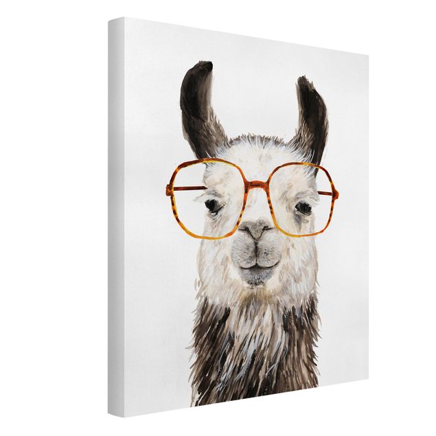 schöne Leinwandbilder Hippes Lama mit Brille IV