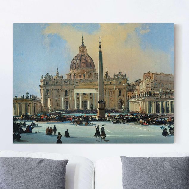 Leinwandbilder Städte Ippolito Caffi - Papstsegnung in Rom
