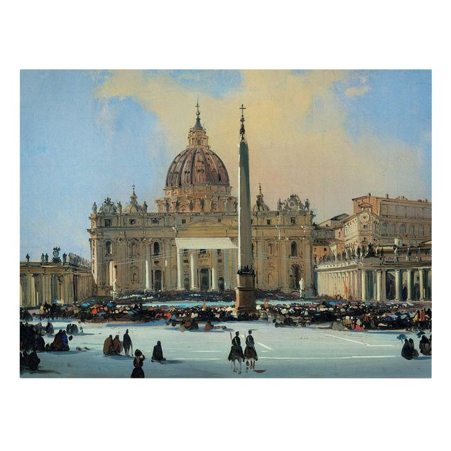 Leinwandbild - Ippolito Caffi - Papstsegnung auf dem Petersplatz in Rom - Quer 4:3
