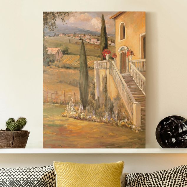 moderne Bilder auf Leinwand Italienische Landschaft - Haustreppe