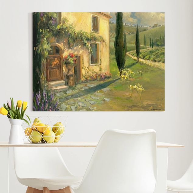 moderne Leinwandbilder Italienische Landschaft - Zypresse