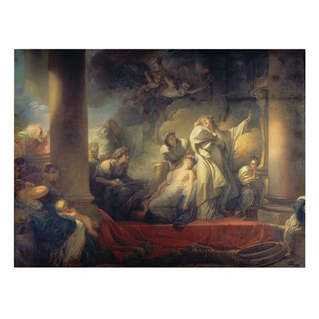 Leinwandbild - Jean Honoré Fragonard - Der Großpriester Coresos opfert sich, um Kallirhoë zu retten - Quer 4:3