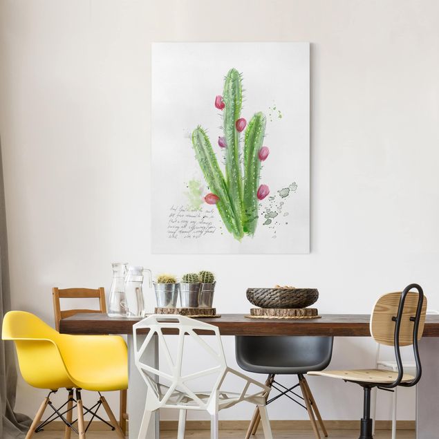 Leinwandbilder Blumen Kaktus mit Bibelvers II