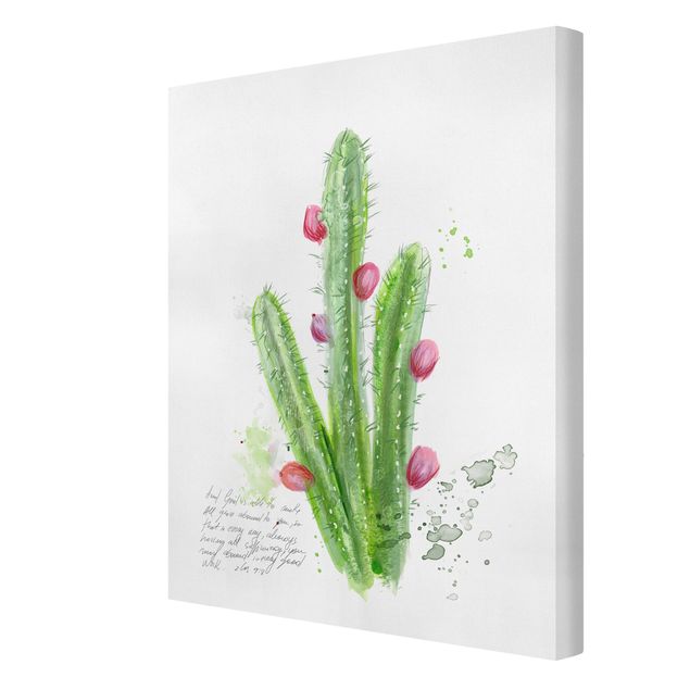 Leinwandbild - Kaktus mit Bibellvers II - Hochformat 4:3