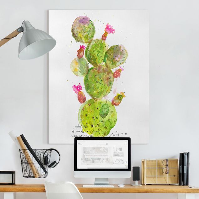 moderne Leinwandbilder Kaktus mit Bibelvers III