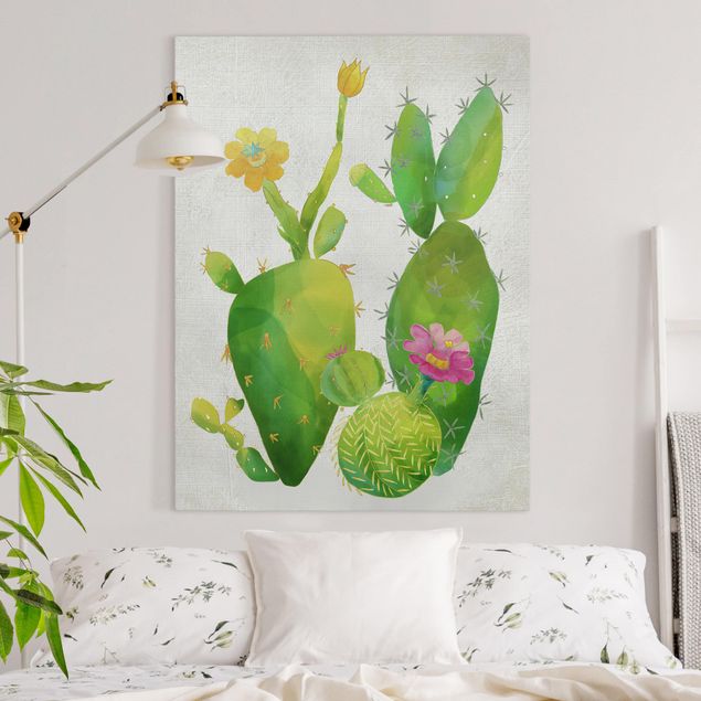 Leinwandbilder modern Kaktusfamilie rosa gelb