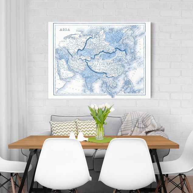 Leinwandbilder Weltkarte Karte in Blautönen - Asien