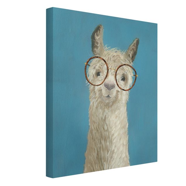 schöne Leinwandbilder Lama mit Brille I