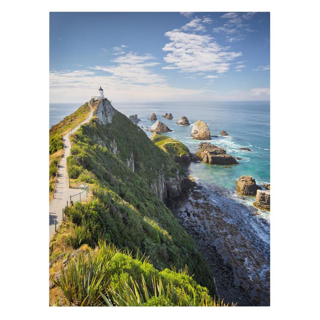 Leinwandbilder kaufen Nugget Point Leuchtturm und Meer Neuseeland