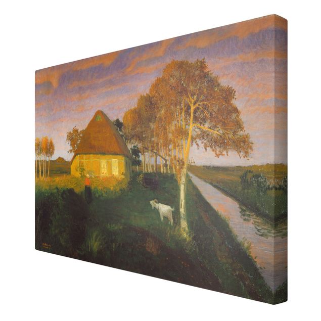 Leinwandbild - Otto Modersohn - Moorkate im Abendsonnenschein - Quer 3:2-60x40