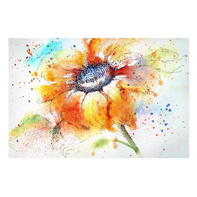 Leinwandbild - Painted Sunflower - Quer 3:2