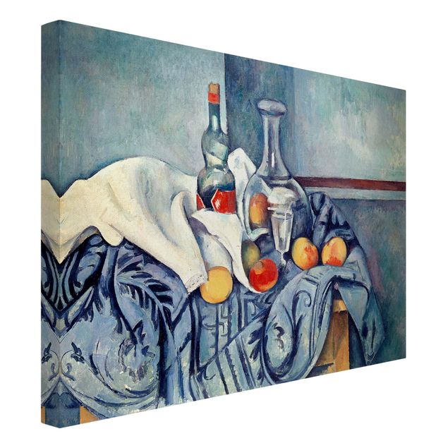 Leinwandbild - Paul Cézanne - Stillleben mit Pfirsichen und Flaschen - Quer 4:3