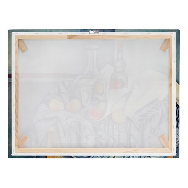Leinwandbild - Paul Cézanne - Stillleben mit Pfirsichen und Flaschen - Quer 4:3