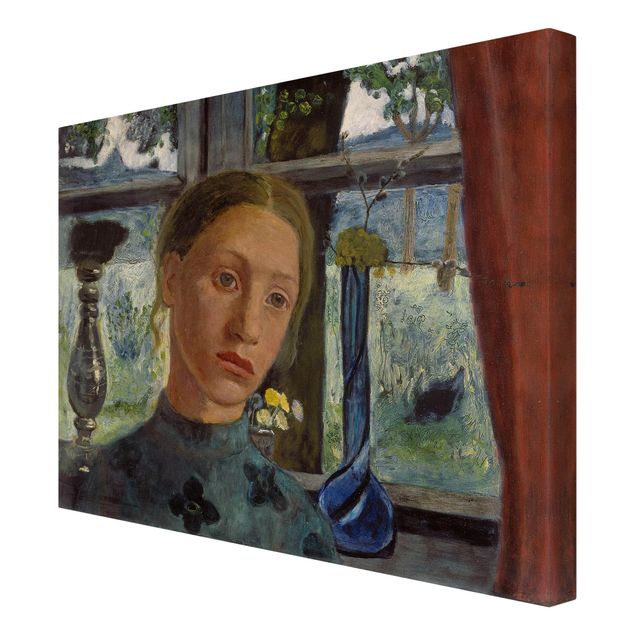 Leinwandbild - Paula Modersohn-Becker - Mädchenkopf vor einem Fenster - Quer 4:3