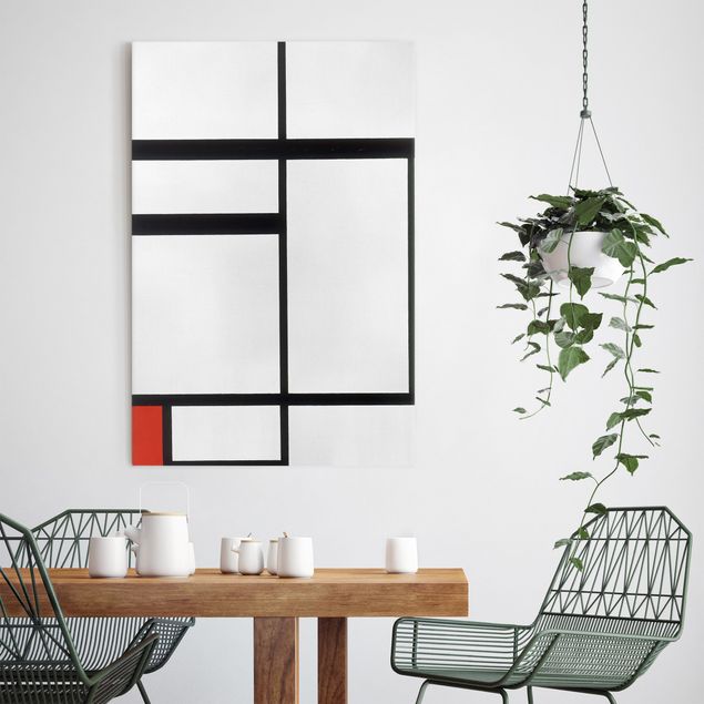 Leinwandbild abstrkt Piet Mondrian - Komposition Rot Schwarz Weiß
