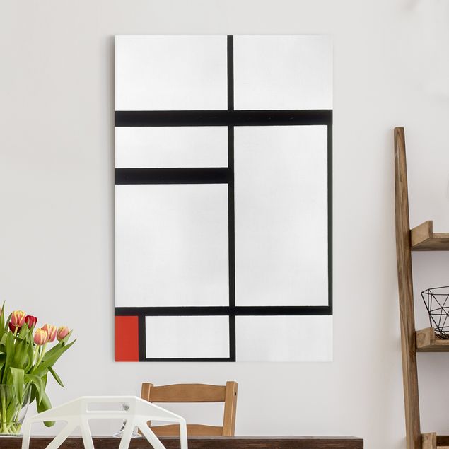 Impressionismus Bilder Piet Mondrian - Komposition Rot Schwarz Weiß