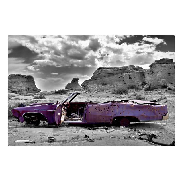 Leinwandbild Schwarz-Weiß - Pink Cadillac - Quer 3:2