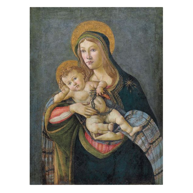 Leinwandbild - Sandro Botticelli - Madonna und Kind mit der Dornenkrone und drei Nägeln - Hoch 3:4