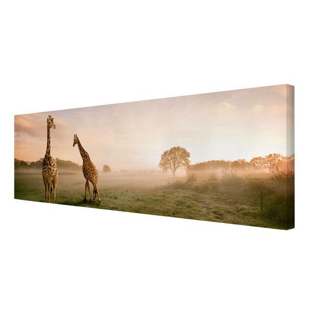 Afrika Leinwandbild Surreal Giraffes - Panorama Quer