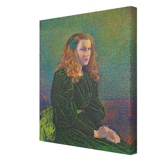 Leinwandbild - Theo van Rysselberghe - Junge Frau in grünem Kleid - Hoch 3:4