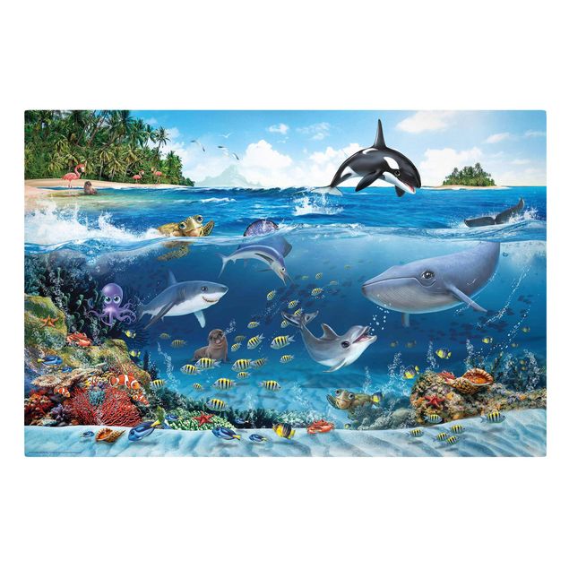 Leinwandbild - Unterwasserwelt mit Tieren - Querformat 3:2