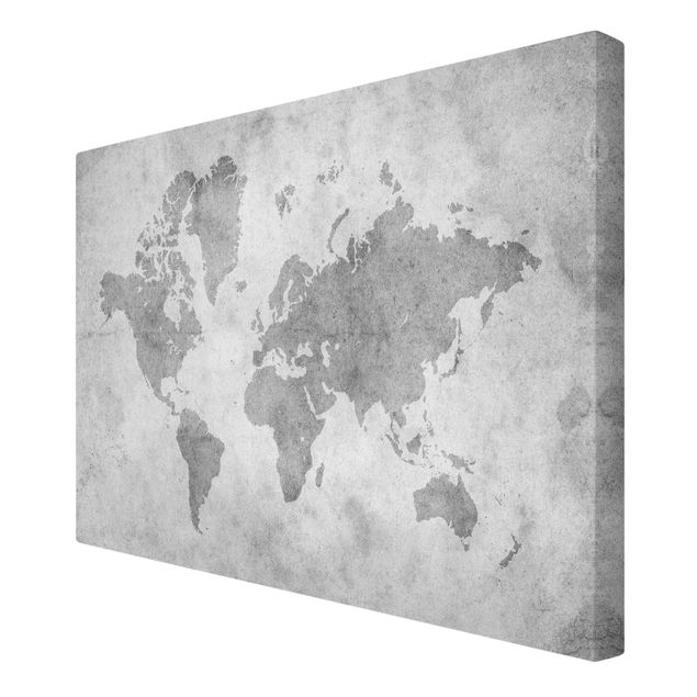 Leinwandbild Schwarz-Weiß - Vintage Weltkarte II - Quer 3:2