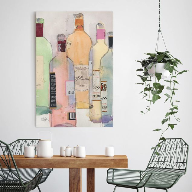 Leinwandbilder Weinflaschen in Wasserfarbe II