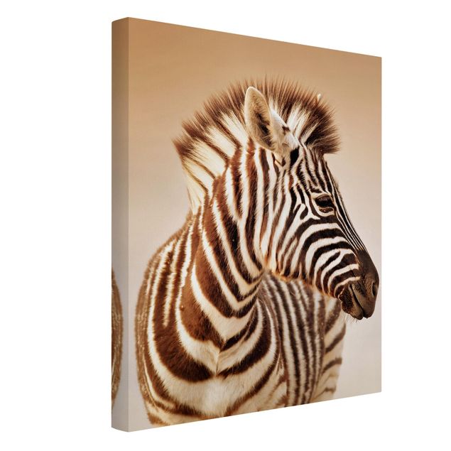 Leinwandbild - Zebra Baby Portrait - Hoch 3:4
