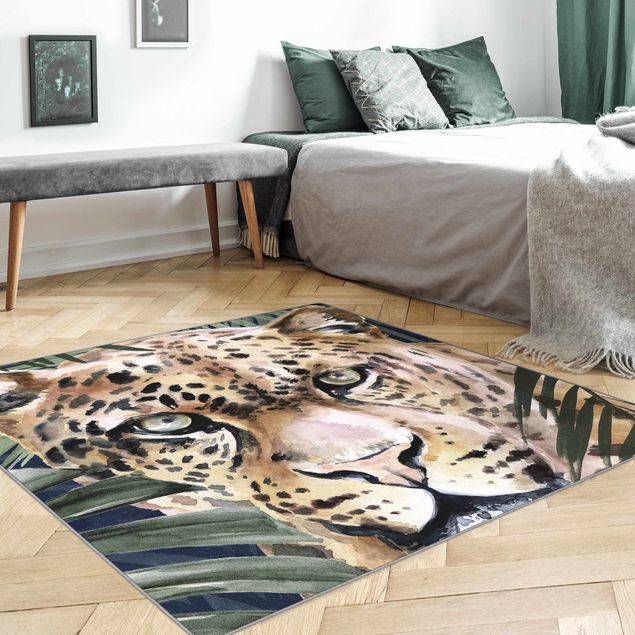Teppich beige Leopard im Dschungel