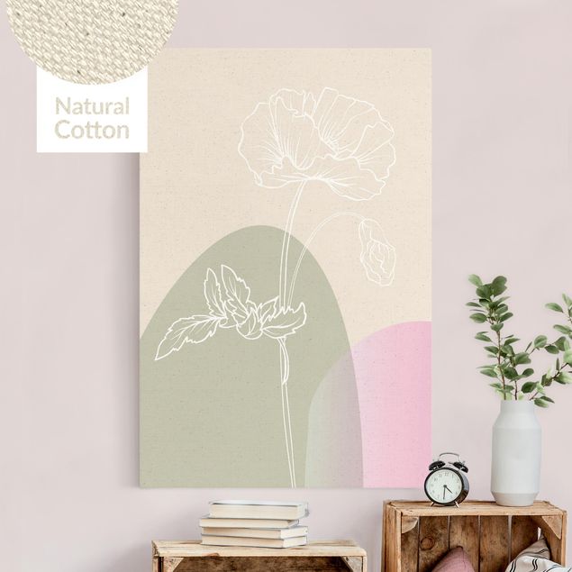 Leinwandbilder Rosen Lineart Blume mit Farbflächen