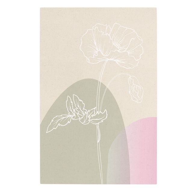 Leinwandbild Natur - Lineart Blume mit Farbflächen - Hochformat 2:3